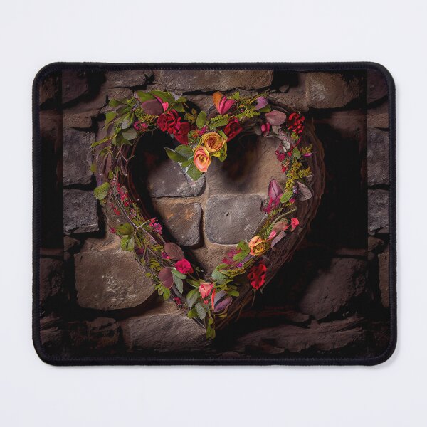 Item preview, Floral heart ring design on a stone wall 5 both vintage and modern floral wallpaper background new for 2023 designed and sold by GeoffBeattie.