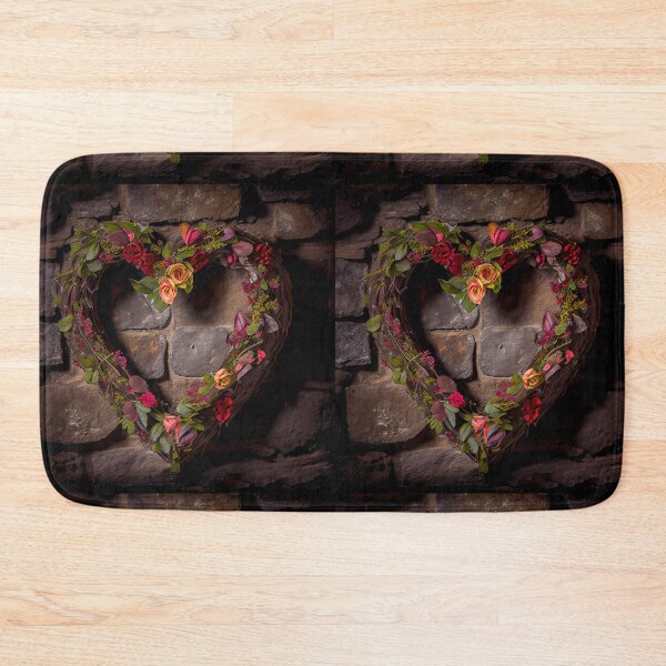 Item preview, Floral heart ring design on a stone wall 5 both vintage and modern floral wallpaper background new for 2023 designed and sold by GeoffBeattie.