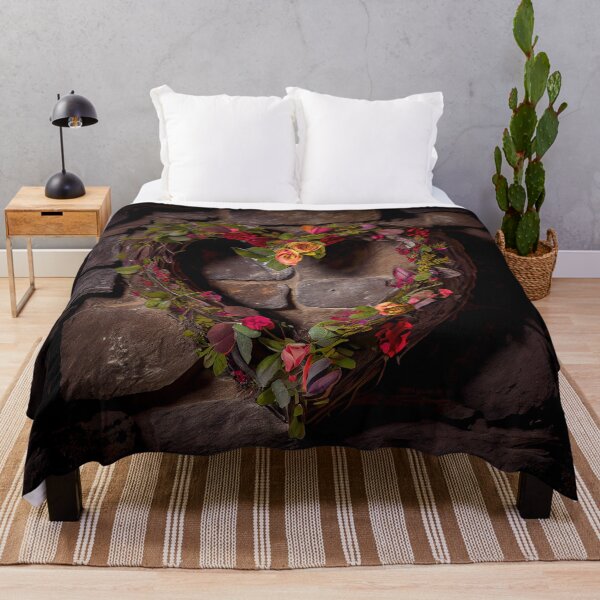Item preview, Floral heart ring design on a stone wall 5 both vintage and modern floral wallpaper background new for 2023 designed and sold by GeoffBeattie.