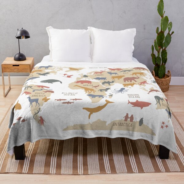 Item preview, Kids animal world map in warm natural earthy shades designed and sold by piccalilli22.