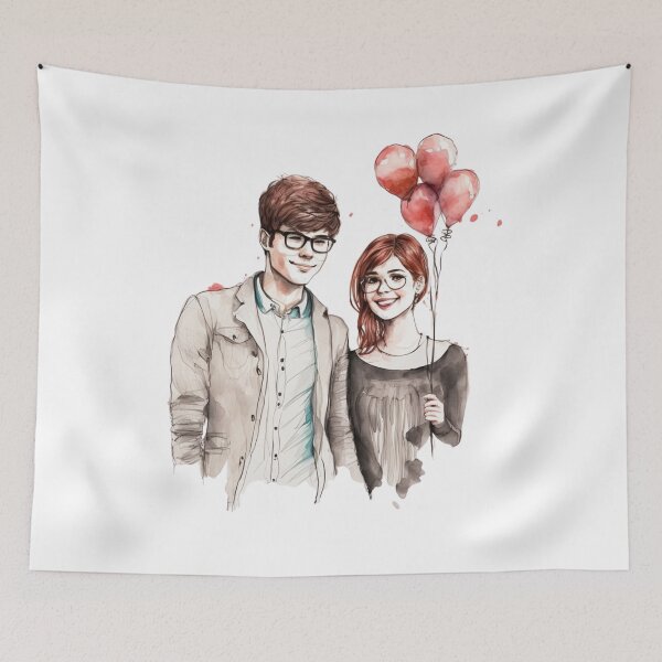 Item preview, Valentine couple with red balloon designed and sold by Color Concept.