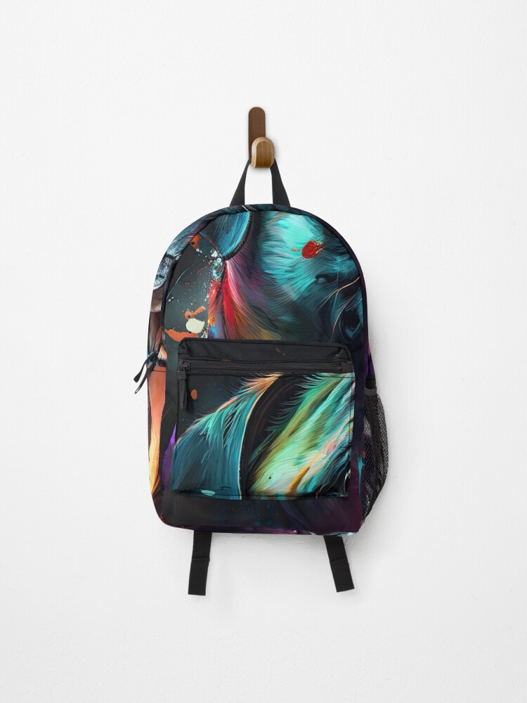 Thumbnail 1 of 3, Backpack, Colorful Pug on dark background designed and sold by Ruletattoo.