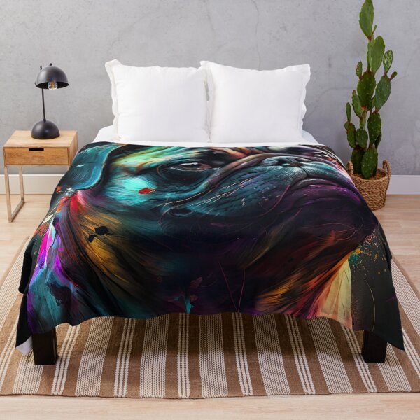 Item preview, Colorful Pug on dark background designed and sold by Ruletattoo.