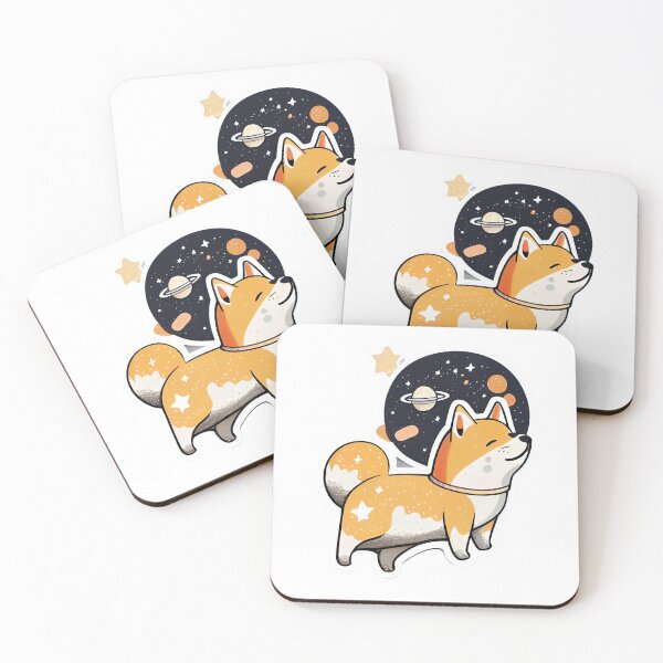 Item preview, yellow dog breathing in space with starts planet sticker designed and sold by Color Concept.