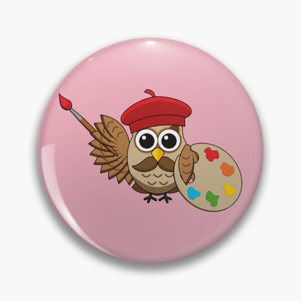 Item preview, Cute Painter Owl Cartoon designed and sold by BirdAtWork.