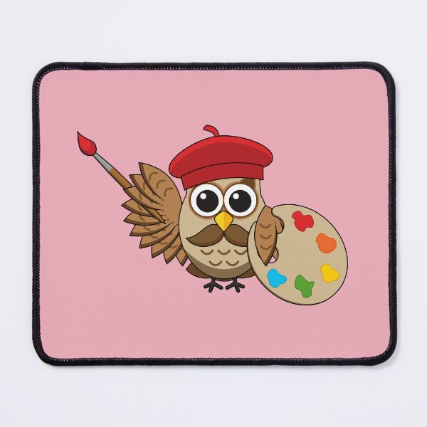 Item preview, Cute Painter Owl Cartoon designed and sold by BirdAtWork.