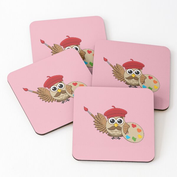 Item preview, Cute Painter Owl Cartoon designed and sold by BirdAtWork.