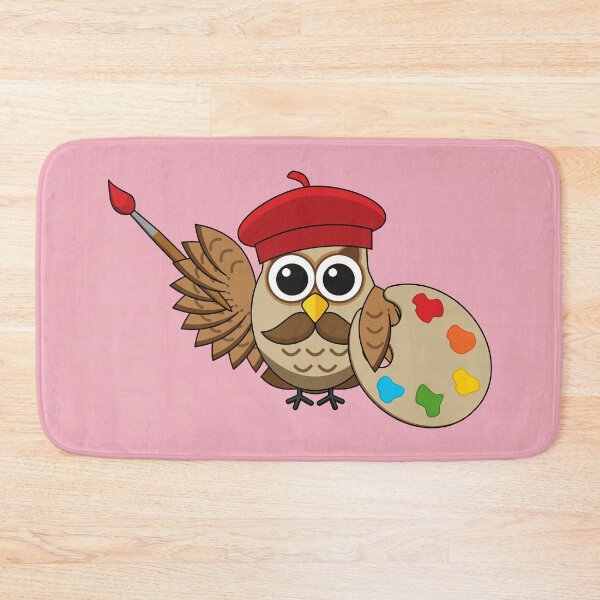 Item preview, Cute Painter Owl Cartoon designed and sold by BirdAtWork.