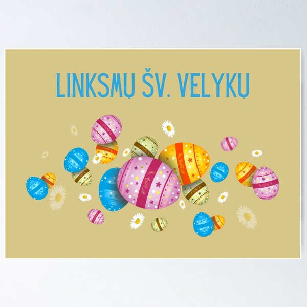 Item preview, Linksmų šv. Velykų, happy Easter in Lithuanian, Lithuanian Easter  designed and sold by Pommallina.