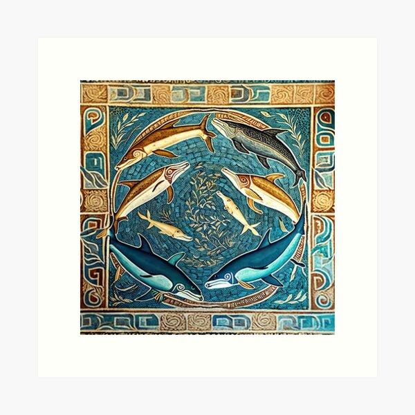 Item preview, Minoan Mosaic Fresco - Bronze Age Crete - Ancient Cretan History designed and sold by Styrman.