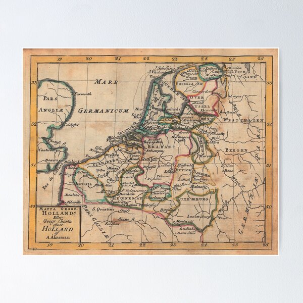 Vintage Map of the Netherlands from 1768 Poster