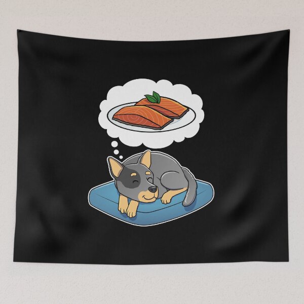 Item preview, Australian Cattle Dog dreaming about Salmon designed and sold by DoggieDelights.