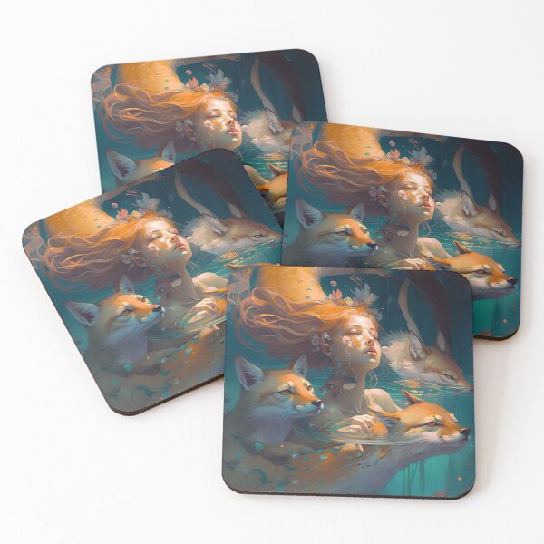 Item preview, Harmony in the Lake: The Girl and the Three Foxes designed and sold by MsxDr.