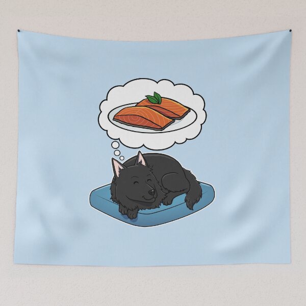 Item preview, Belgian Sheepdog dreaming about Salmon designed and sold by DoggieDelights.