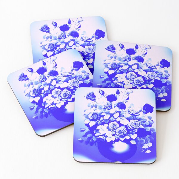 Item preview, Cobalt Blue and White Roses in Vase designed and sold by asurtiumgreen.