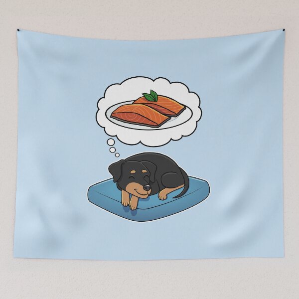 Item preview, Miniature Pinscher dreaming about Salmon designed and sold by DoggieDelights.