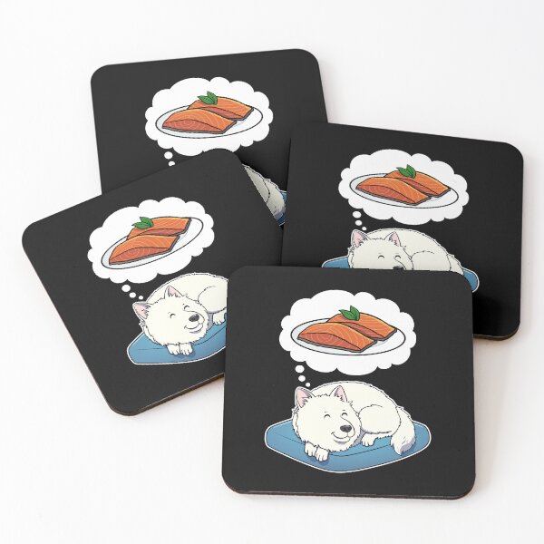 Item preview, Samoyed dreaming about Salmon designed and sold by DoggieDelights.