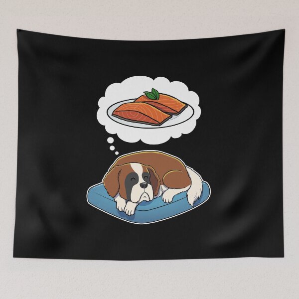 Item preview, St Bernard dreaming about Salmon designed and sold by DoggieDelights.