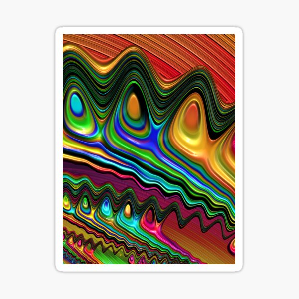 Party Time - Wavy Rainbow Abstract Art Gnarl Fractal Pride LGBTQ Sticker