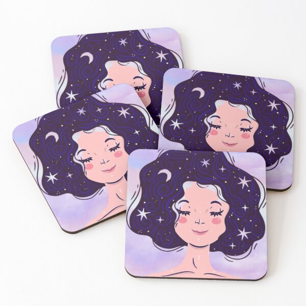 Item preview, Cute Girl With The Moon And Stars In Her Hair designed and sold by HBMdesigner.