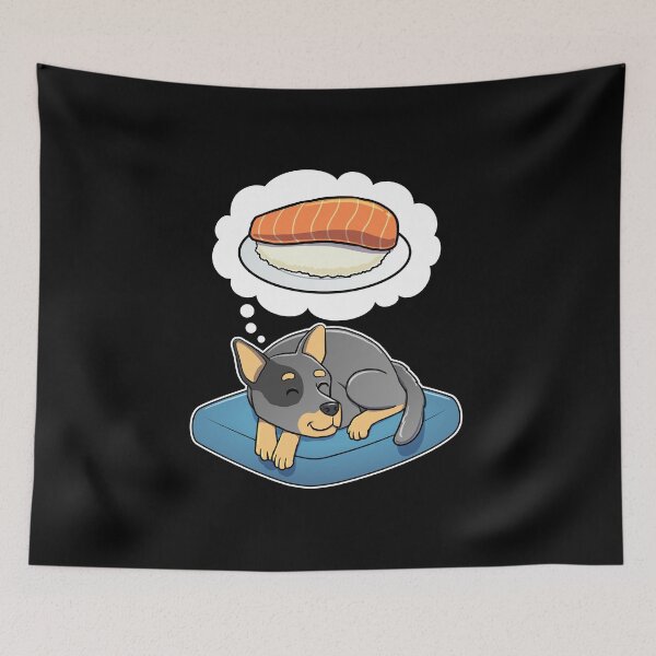 Item preview, Australian Cattle Dog dreaming about Sashimi designed and sold by DoggieDelights.