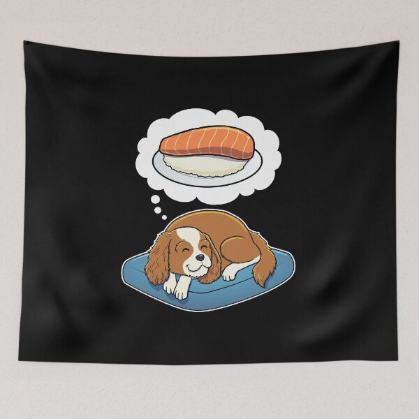 Aperçu de l'œuvre Cavalier King Charles Spaniel dreaming about Sashimi créée et vendue par DoggieDelights.