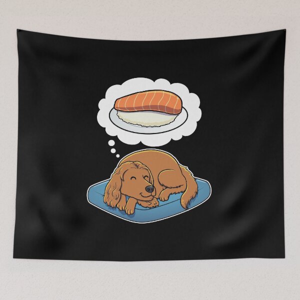 Item preview, English Cocker Spaniel dreaming about Sashimi designed and sold by DoggieDelights.