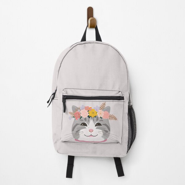 Item preview, Cute Cat Meow with crown floral vintage designed and sold by BOHOVIN.