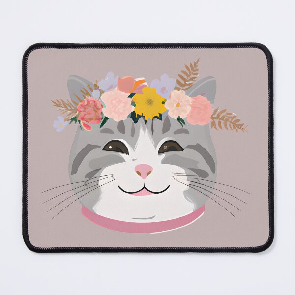 Item preview, Cute Cat Meow with crown floral vintage designed and sold by BOHOVIN.
