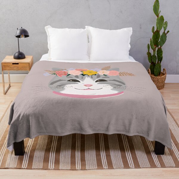 Item preview, Cute Cat Meow with crown floral vintage designed and sold by BOHOVIN.