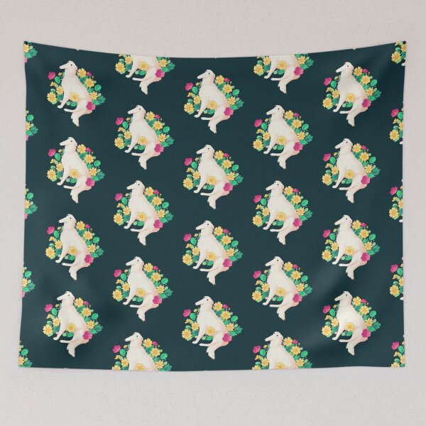 Item preview, Borzoi and flowers art designed and sold by Mayarart.