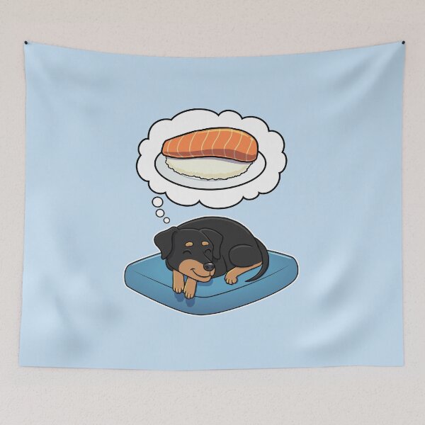 Item preview, Miniature Pinscher dreaming about Sashimi designed and sold by DoggieDelights.