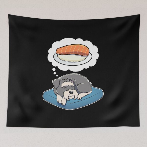 Item preview, Miniature Schnauzer dreaming about Sashimi designed and sold by DoggieDelights.