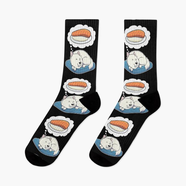Item preview, Samoyed dreaming about Sashimi designed and sold by DoggieDelights.