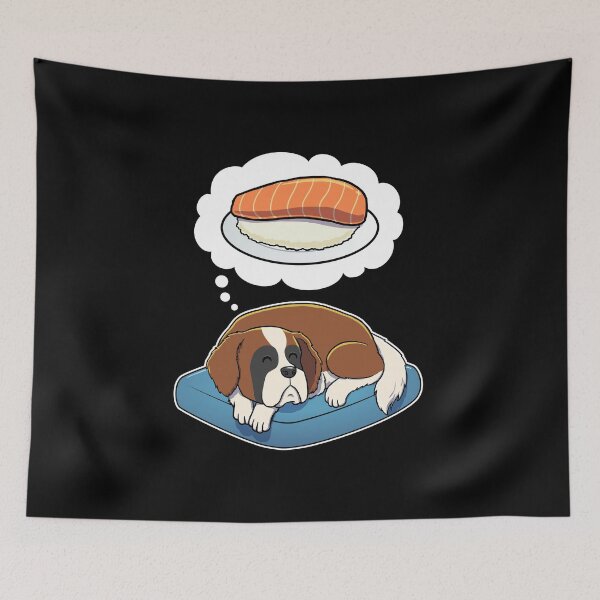 Item preview, St Bernard dreaming about Sashimi designed and sold by DoggieDelights.