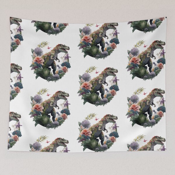 Item preview, T-rex Dino within tropical colors logo designed and sold by Anastasiia Yurevych.