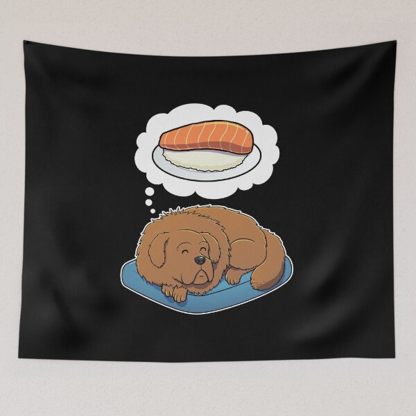 Item preview, Tibetan Mastiff dreaming about Sashimi designed and sold by DoggieDelights.