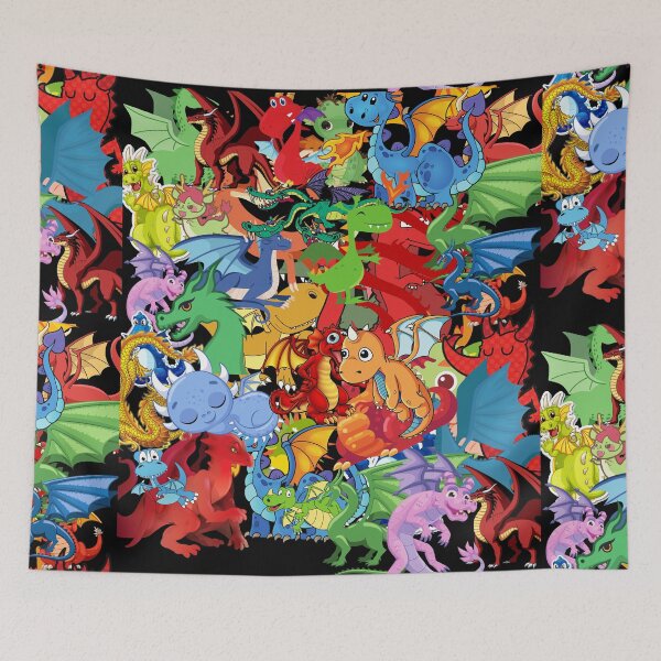 Item preview, Dragons cartoon pattern designed and sold by blakfrog.