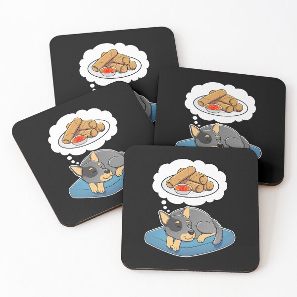 Item preview, Australian Cattle Dog dreaming about Spring Rolls designed and sold by DoggieDelights.
