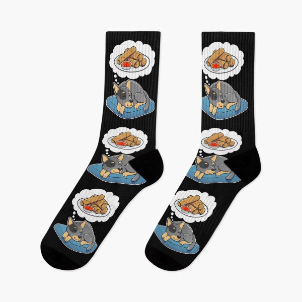 Item preview, Australian Cattle Dog dreaming about Spring Rolls designed and sold by DoggieDelights.