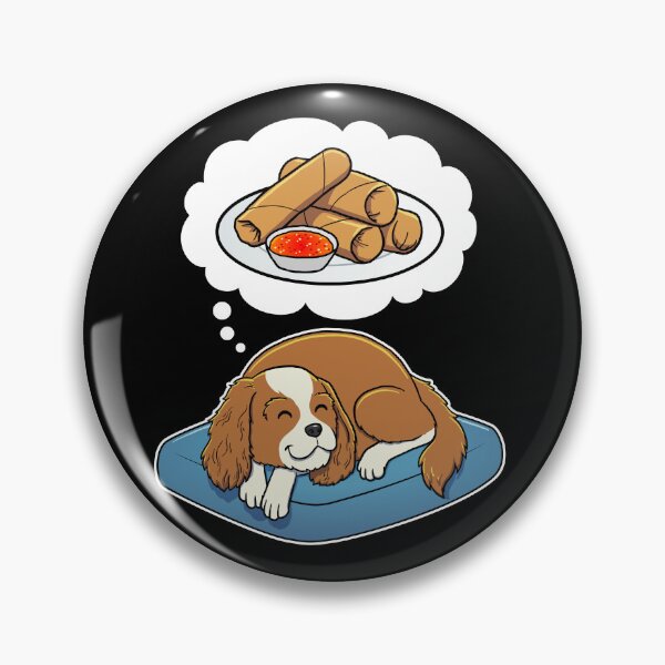 Artikelvorschau, Cavalier King Charles Spaniel dreaming about Spring Rolls entworfen und verkauft von DoggieDelights.