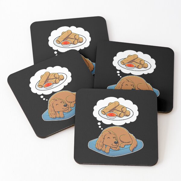 Item preview, English Cocker Spaniel dreaming about Spring Rolls designed and sold by DoggieDelights.
