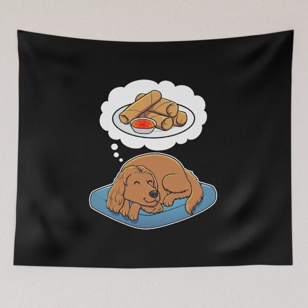 Item preview, English Cocker Spaniel dreaming about Spring Rolls designed and sold by DoggieDelights.