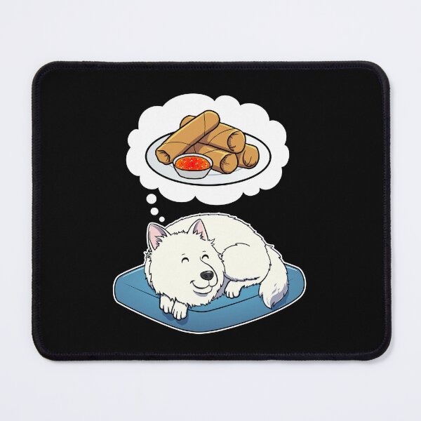 Item preview, Samoyed dreaming about Spring Rolls designed and sold by DoggieDelights.