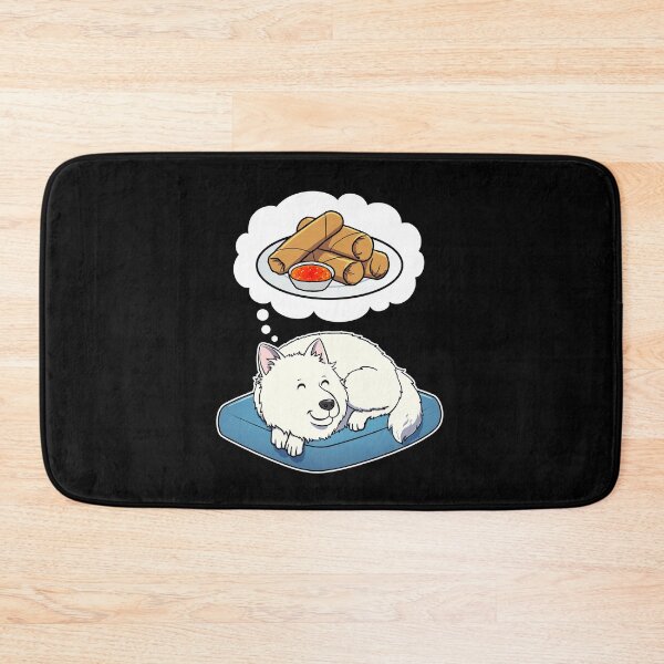 Item preview, Samoyed dreaming about Spring Rolls designed and sold by DoggieDelights.