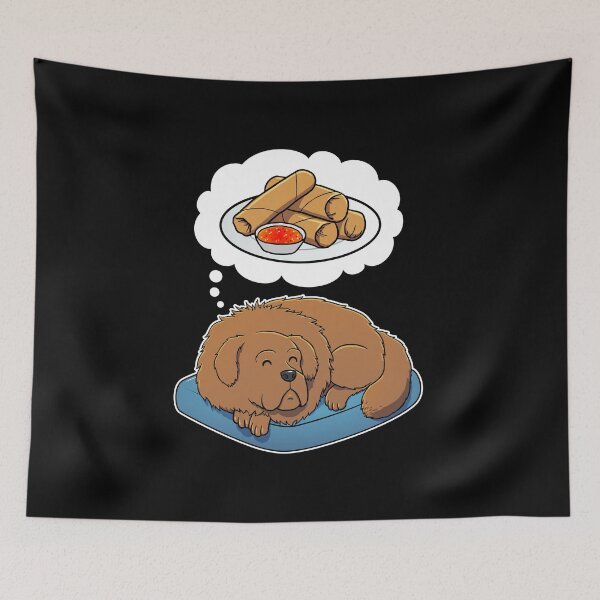 Item preview, Tibetan Mastiff dreaming about Spring Rolls designed and sold by DoggieDelights.