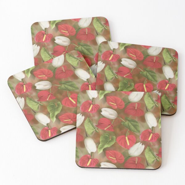 Item preview, Red Anthurium White Tulip Repeated Pattern Seamless Design  designed and sold by Tina Veenstra.