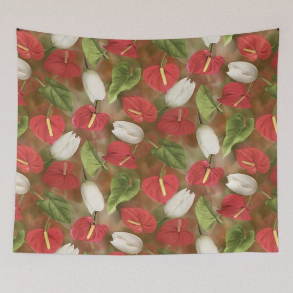 Item preview, Red Anthurium White Tulip Repeated Pattern Seamless Design  designed and sold by Tina Veenstra.