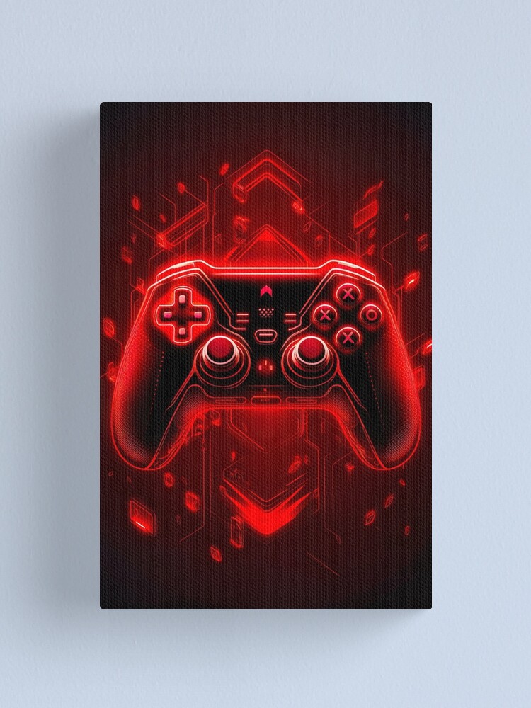 Gaming gamer controller games control pad red neon | Canvas Print