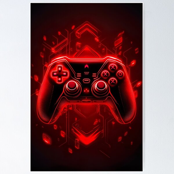 Gaming gamer controller games control pad blue neon Poster for Sale by  lukedwyerartist